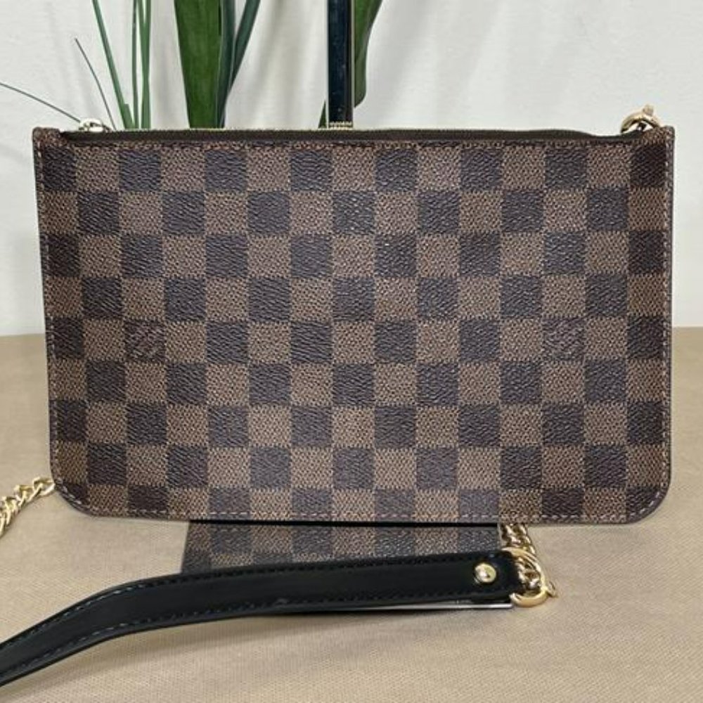 Louis Vuitton Neverfull Gm Pouch Brown Coated Canvas Wristlet - Picture 3 of 10